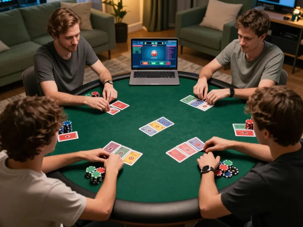 Engage with ku bet through an exhilarating online poker game experience, showcasing vibrant chips and strategic gameplay.