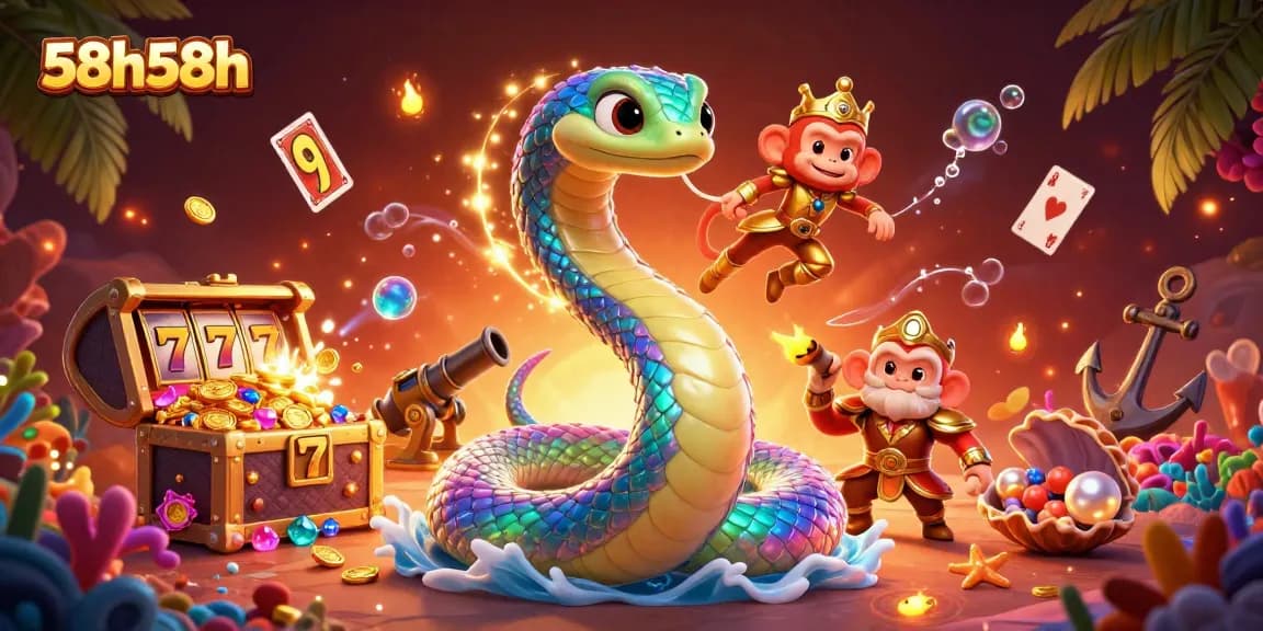 Engage with 58h58h through slot reels and gold treasures in this vibrant illustration.