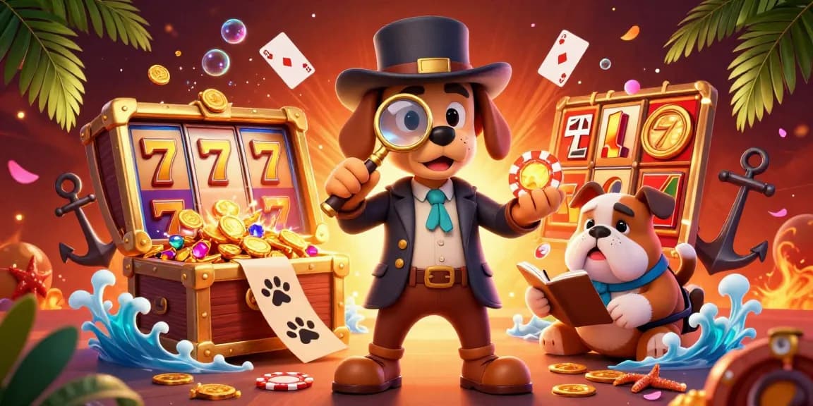 Engage with exciting games at 77judi, featuring a dynamic 3D casino scene filled with unique gaming elements.