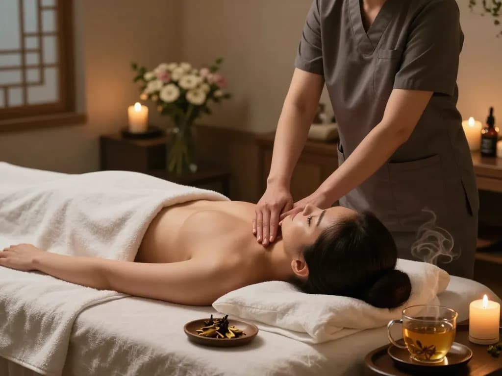 평화로운 스파 환경에서의 이완 역삼동마사지 치료 세션