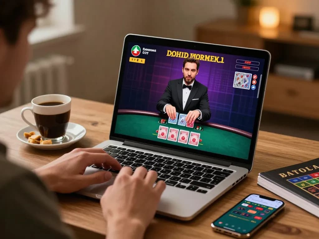 Experience Sunwin's thrilling online blackjack gaming with a live dealer on a laptop