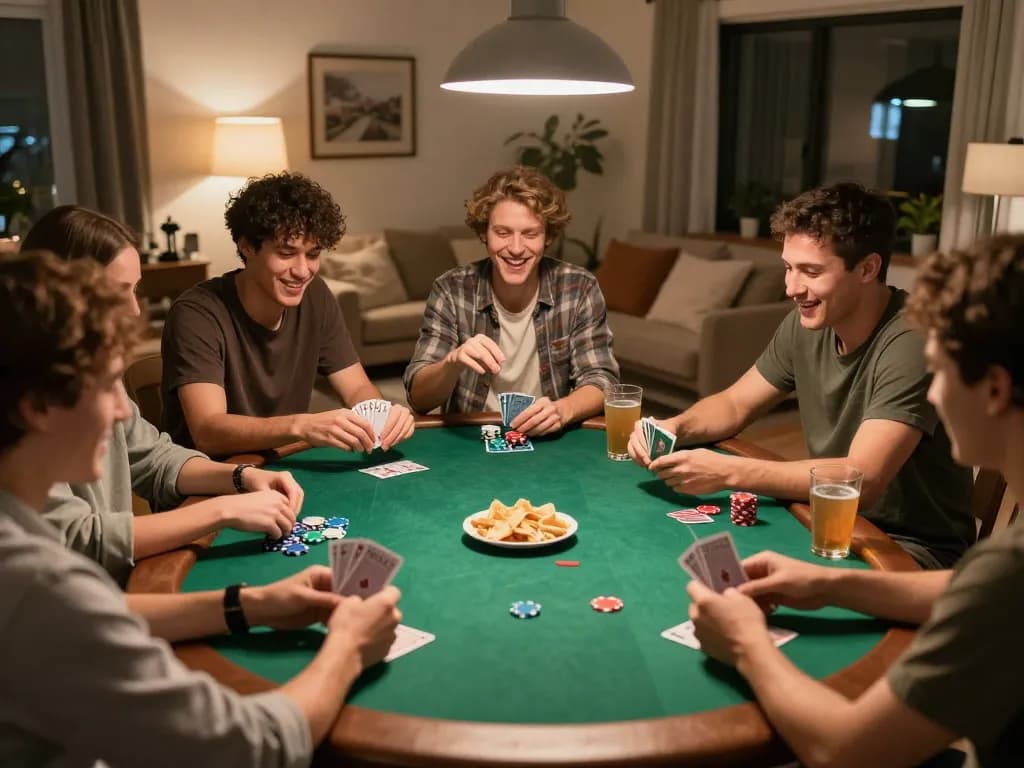 Engaging poker game with friends at home capturing the fun of OKESLOT gaming