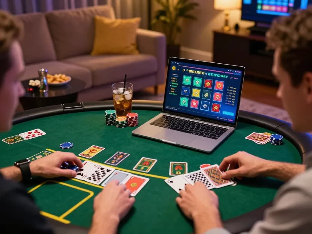 Experience the thrill of blackjack with fly 88 in a cozy home setting, featuring vibrant chips and cards.