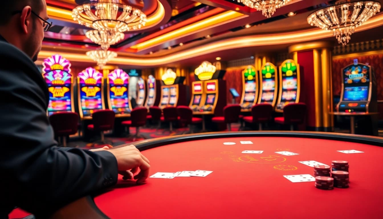 A player experiences a thrilling moment at the Onicplay slot machines with vibrant colors and high-energy ambiance.