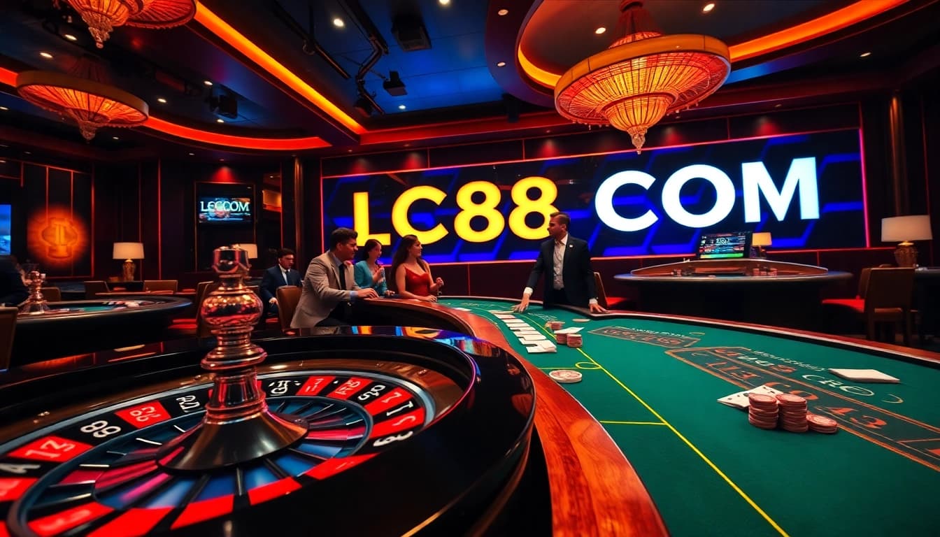 Experience thrilling gameplay with LC88 COM at the heart of a luxurious casino environment.