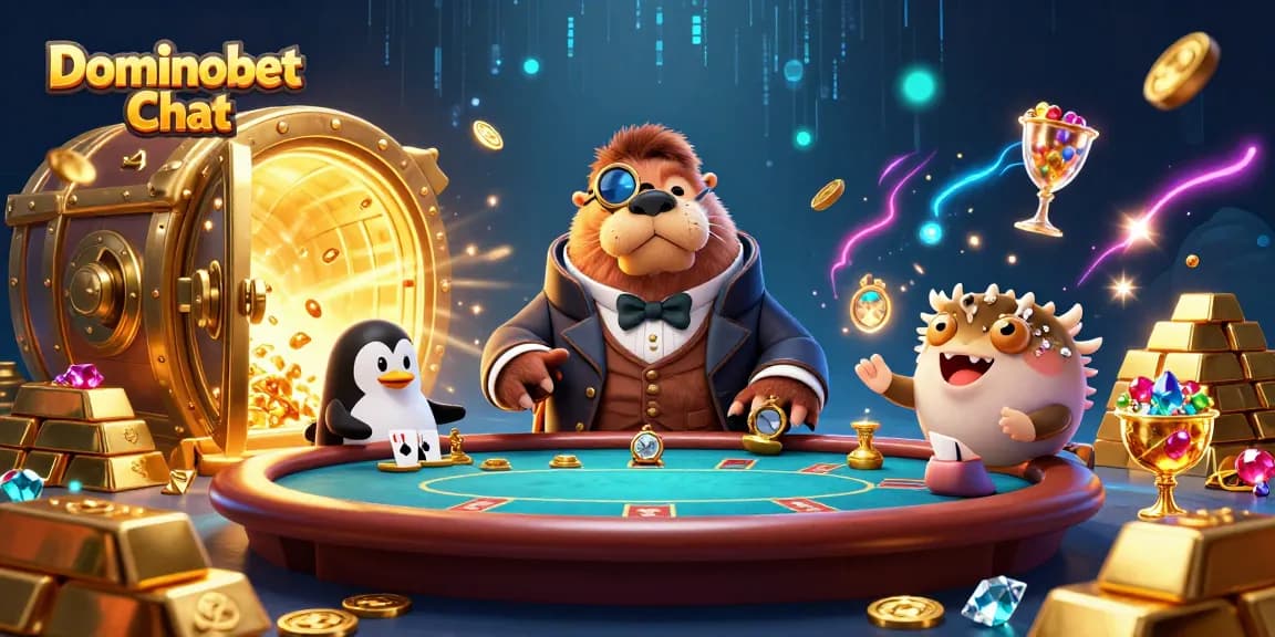 Engage with Dominobet Chat at the underwater poker table featuring a walrus, penguin dealer, and bluffing pufferfish.