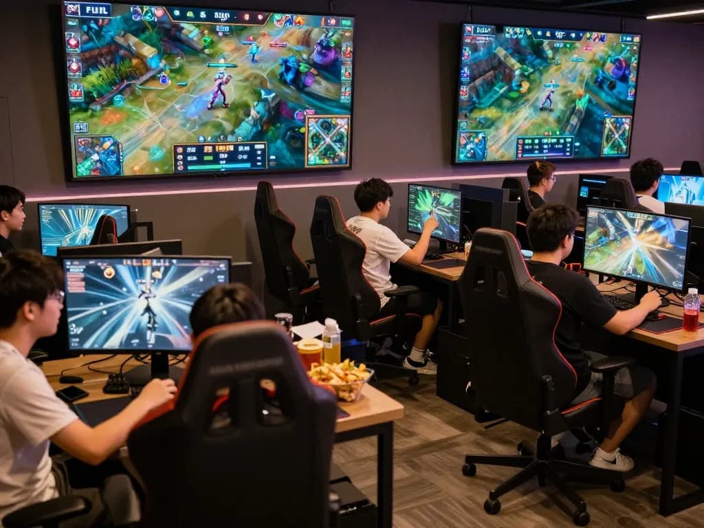 Players enjoying competitive gameplay at dn88 esports arena, showcasing excitement and strategy
