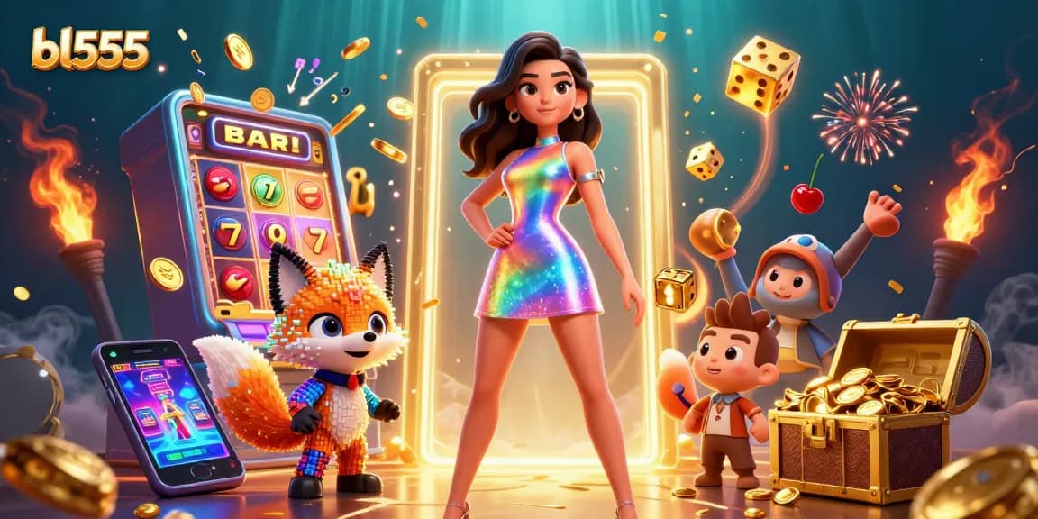 Experience the thrill of bl555 with vibrant casino games, jackpots, and interactive elements in a stunning scene.