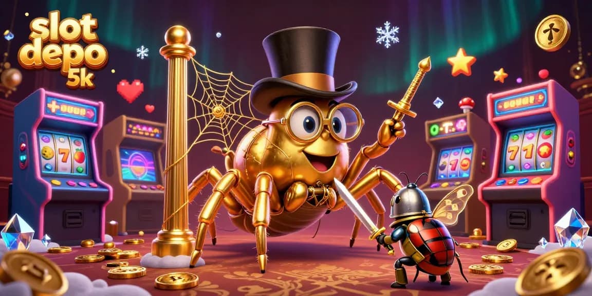 Engage in exciting casino fun with the slot depo 5k, featuring colorful characters and game elements.