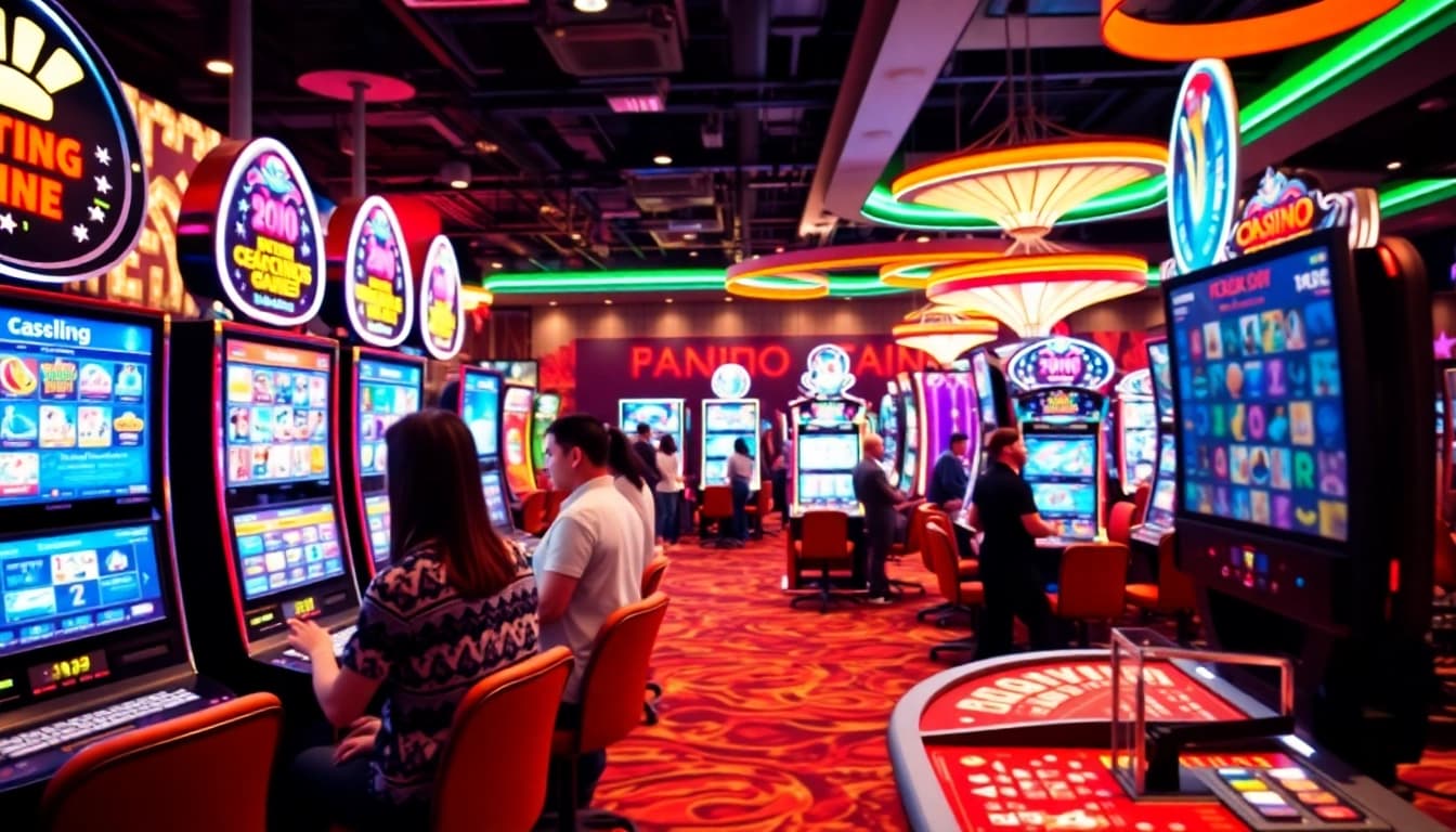 Engaging scene at a Non gamstop Casino Uk showing players enjoying various games.