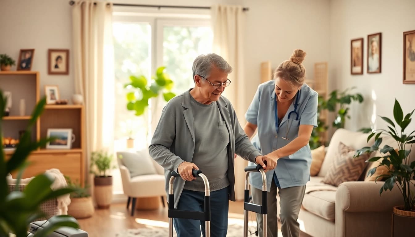 Highlighting austin senior home care through warm interactions between caregivers and seniors in a homely setting.