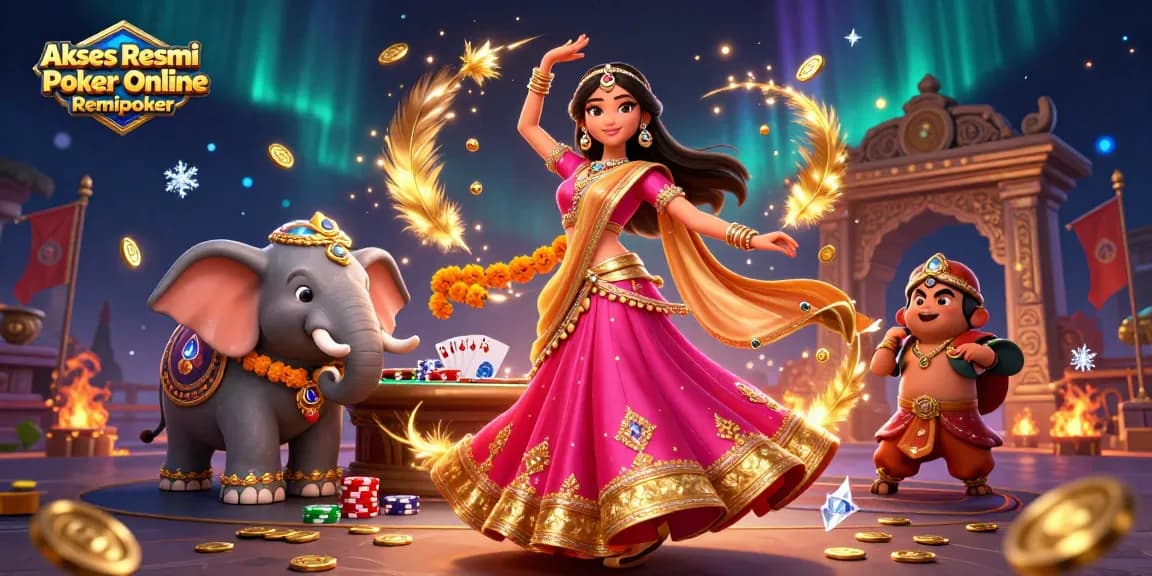 Akses Resmi Poker Online Remipoker showcases an engaging poker scene with vibrant characters and action elements.