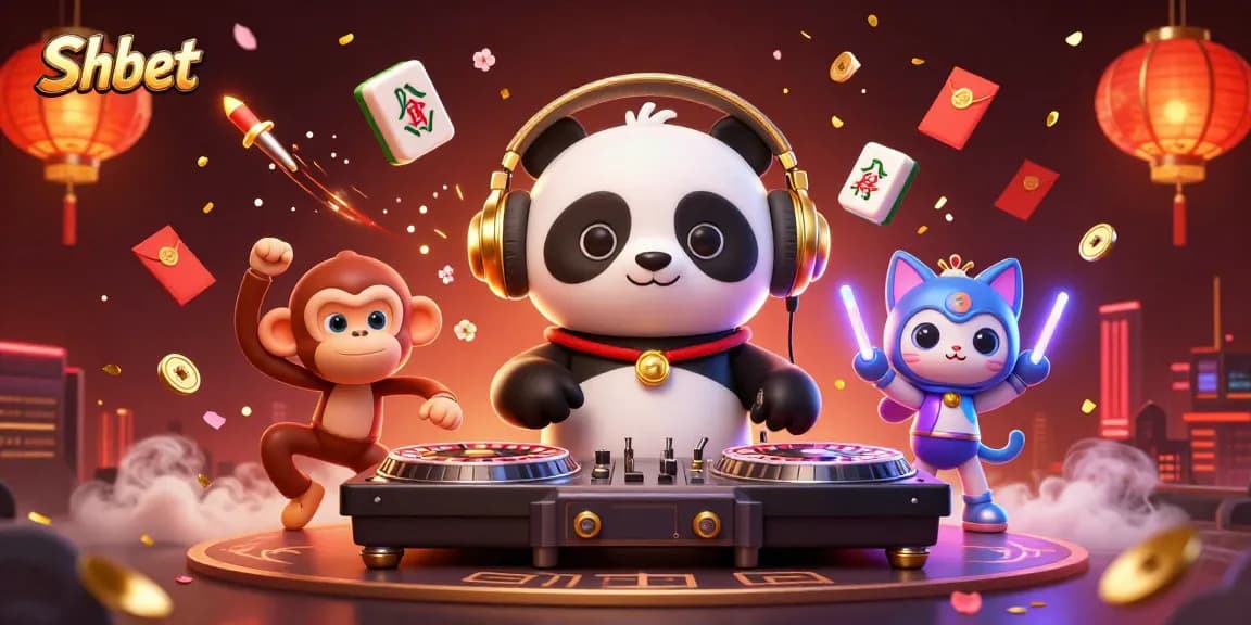 Experience thrilling gaming action at Shbet with vibrant casino elements and playful characters.