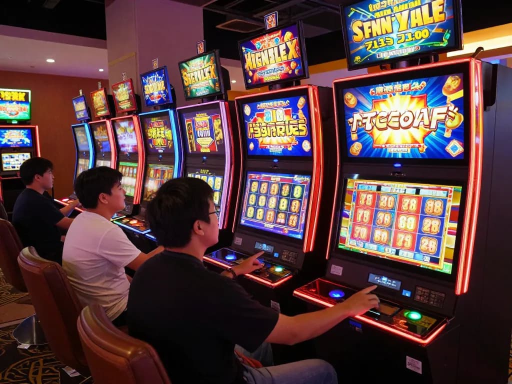 Engaging players enjoying the excitement of slot jepang in a vibrant online casino setting
