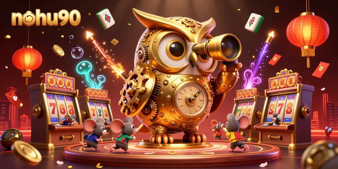 Experience the exhilarating atmosphere of nohu90 with engaging themes of slots and gaming excitement in a vibrant casino scene.