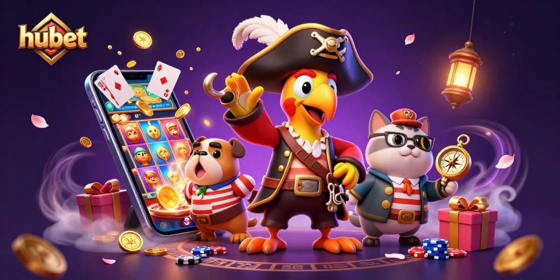 Join the thrilling wins with hubet's pirate-themed 3D casino illustration featuring exciting games.