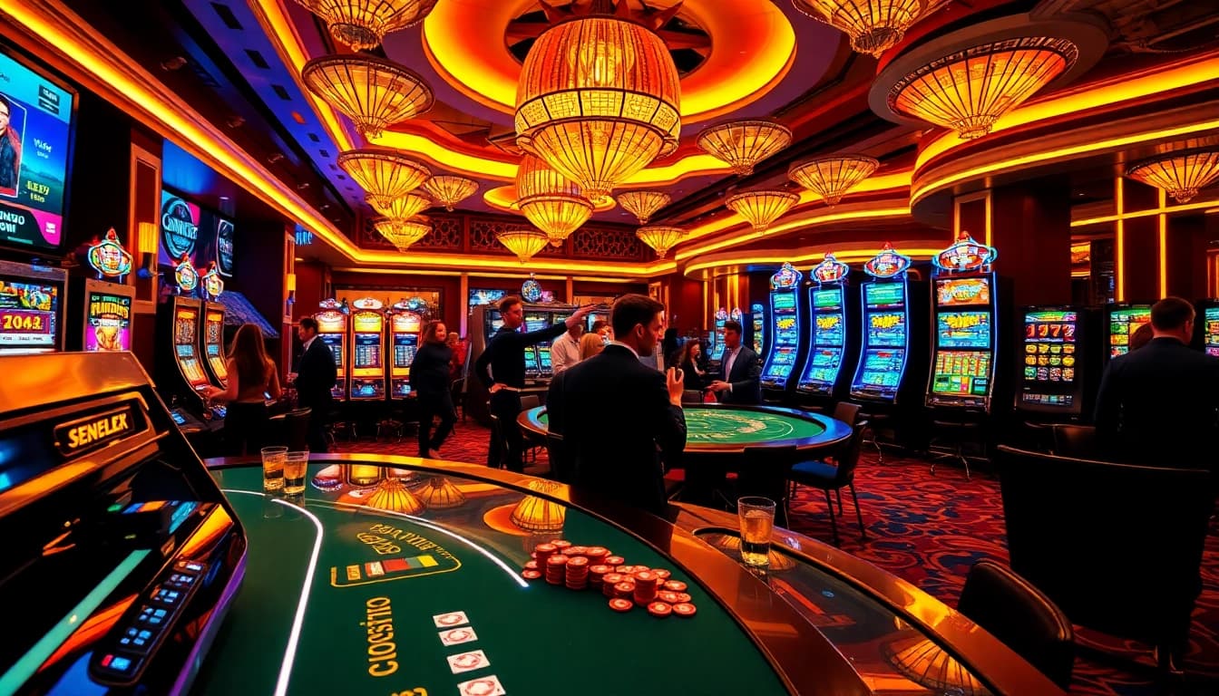 Experience no deposit bonuses in a lively casino atmosphere with engaged players and vibrant gaming.