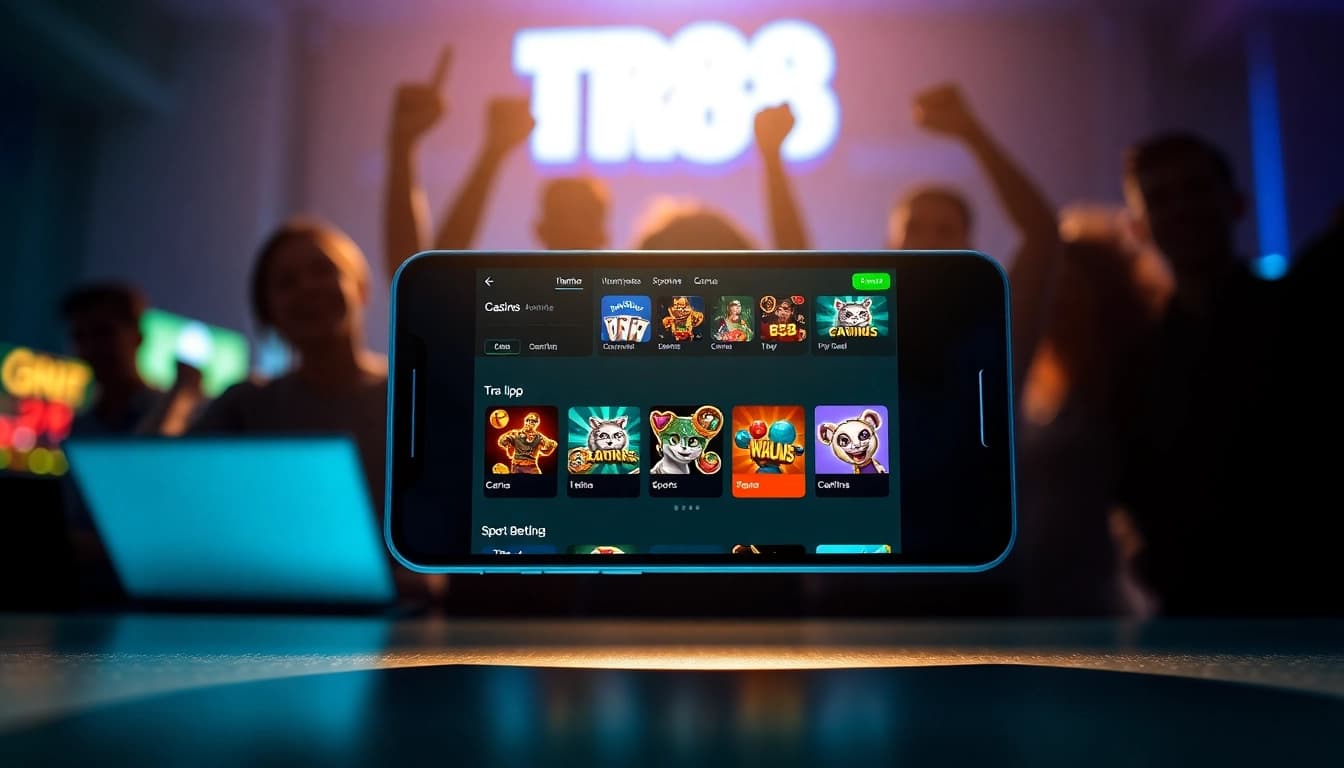 Engaging TR88 online gaming experience displayed on a mobile device with vibrant colors.