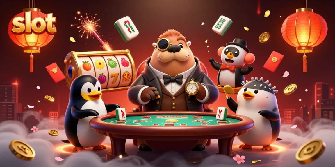 Experience the excitement of a slot game with vibrant characters enjoying dynamic gameplay in a colorful casino setting.