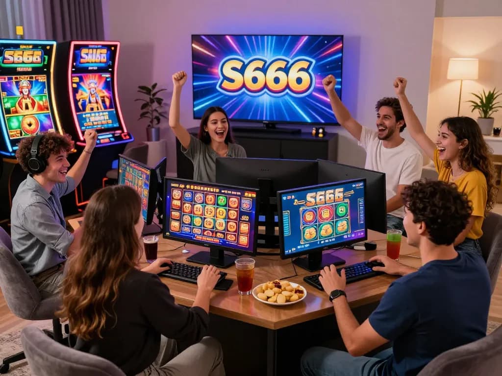 Group enjoying S666 online gaming experience with vibrant atmosphere
