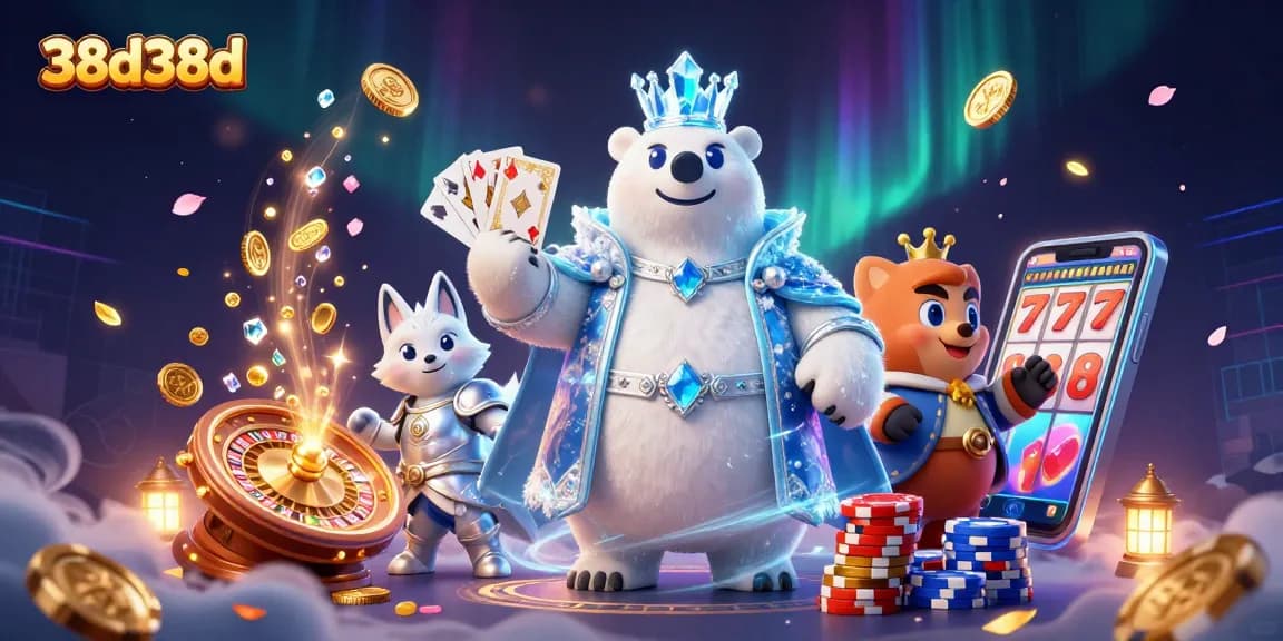 Experience the thrill of 38d38d with vibrant 3D gaming elements and characters in an exciting casino scene.