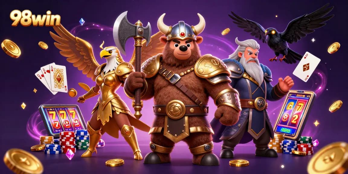 Win big at 98win with an exciting 3D casino illustration showcasing fantastic gaming experience.