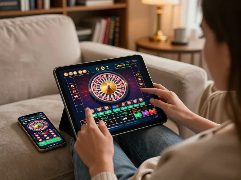 Bergabung dalam permainan kasino online dengan m88 Indonesia di tablet dalam suasana rumah yang nyaman.