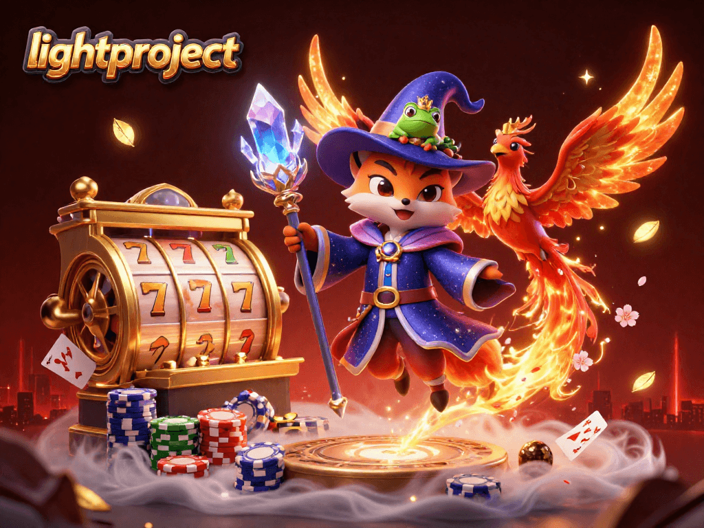 Engage with lightproject's vibrant 3D casino world featuring a wizard fox, phoenix, and immersive slot machines.