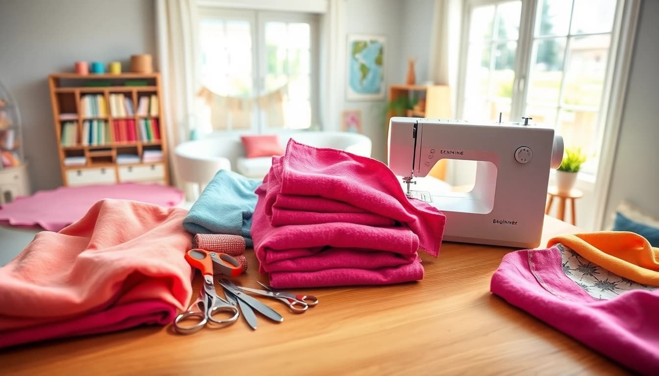 Beginner stoffen voor naaien beginners Nederland op een georganiseerd werkblad met creatieve tools.