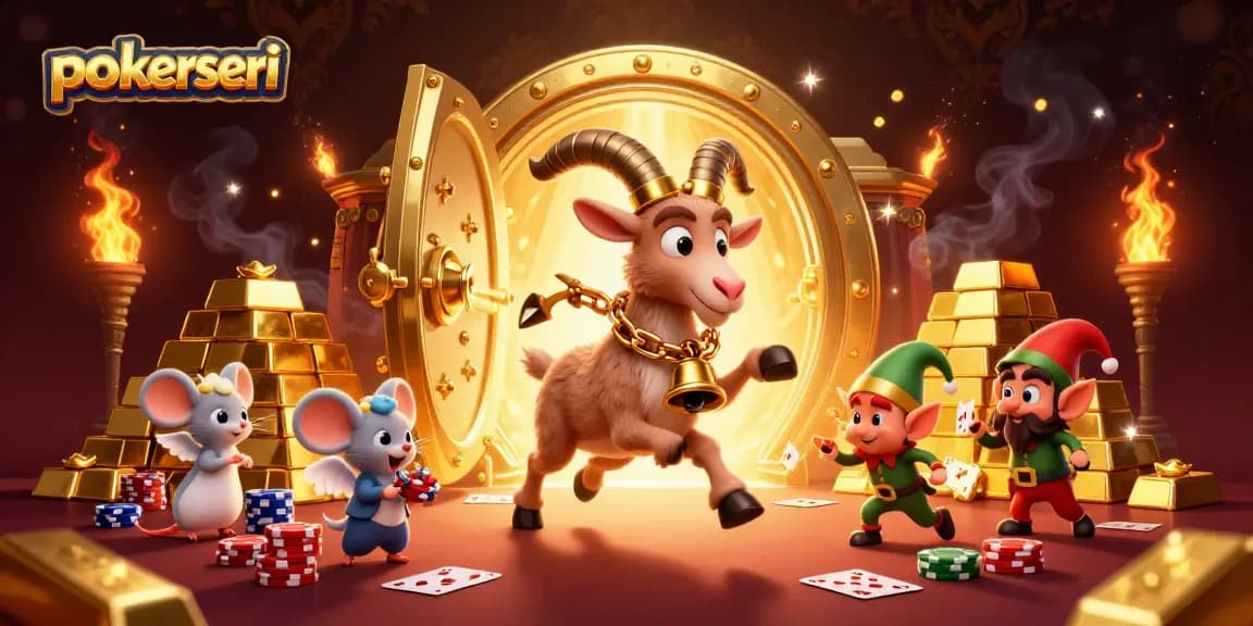 Experience excitement in pokerseri's animated casino with playful characters stealing poker chips.