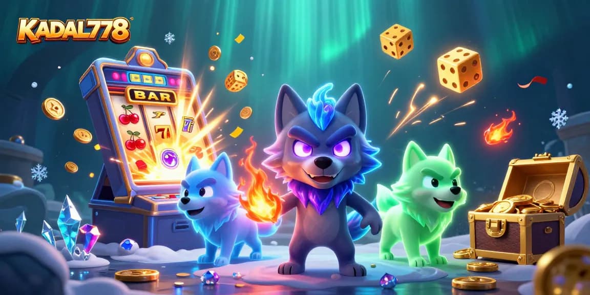 Join the adventure at KADAL778 with a thrilling 3D cartoon scene showcasing dazzling casino elements and engaging characters.