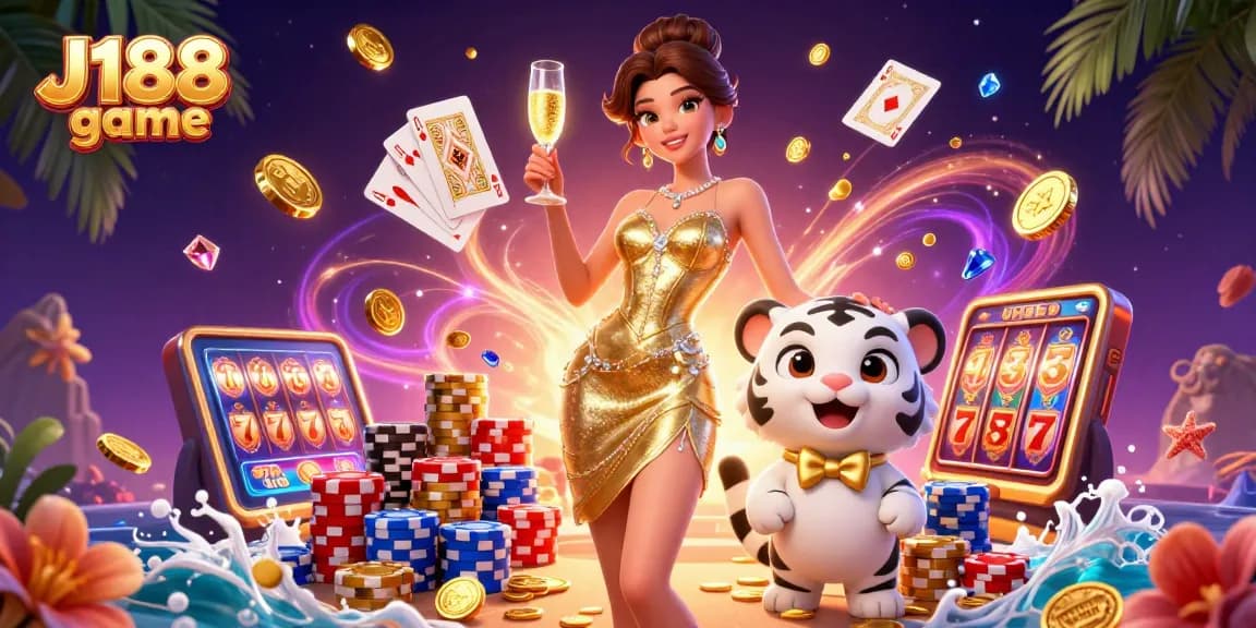 Experience thrilling wins at J188 game with glamorous characters and vibrant casino elements.