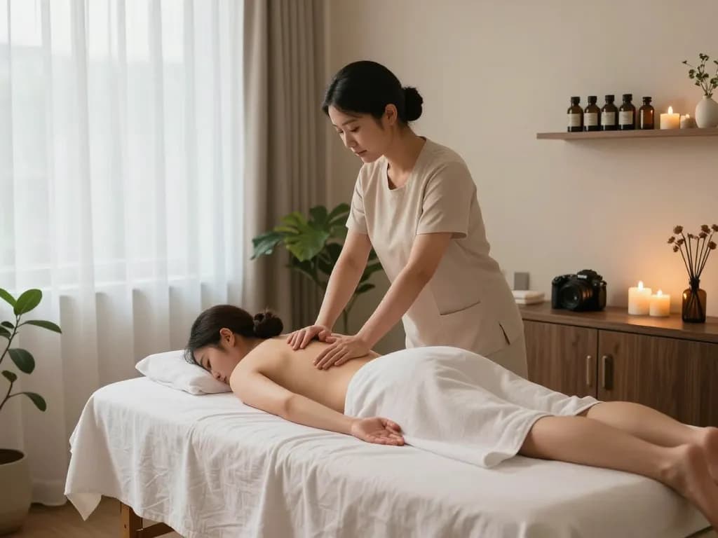 삼산동마사지 experience in a peaceful spa setting with soothing therapist.