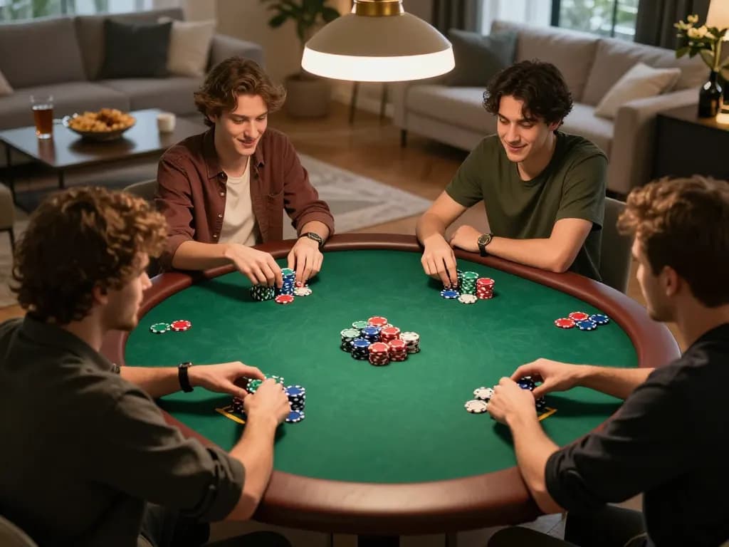 Engaging home poker game showcasing lively competition around the table at a situs togel night