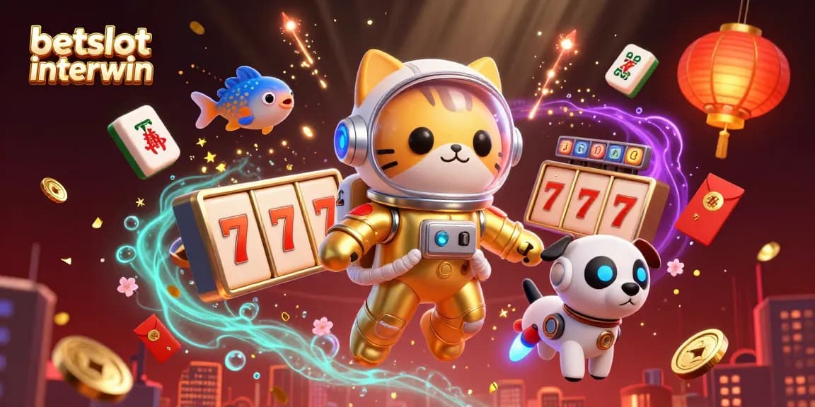 Engage in slots excitement with betslot interwin, featuring a cosmic cat, robot dog, and jackpot dreams.