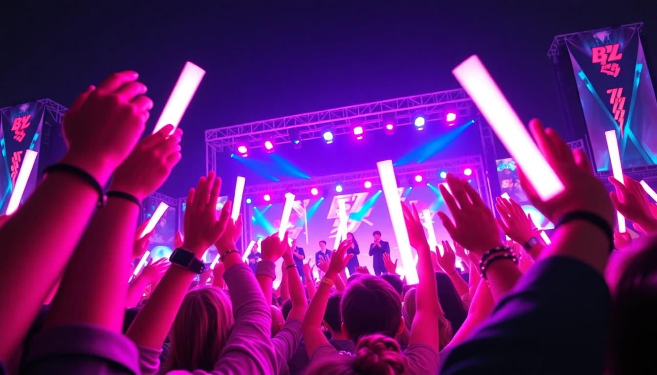 BTS news highlights fans enjoying an outdoor concert with vibrant energy and colorful lights.