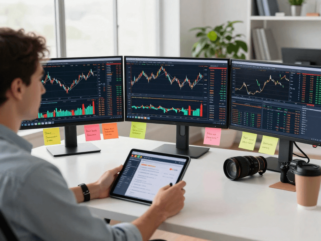 使用TradingView官网进行市场分析的交易者在现代办公环境中。
