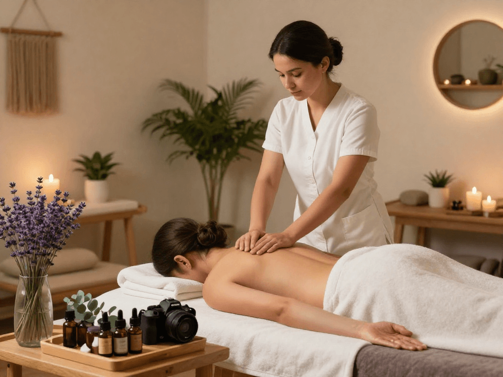 Aromatherapy massage session at Balanced Massage promoting mantra88 wellness.