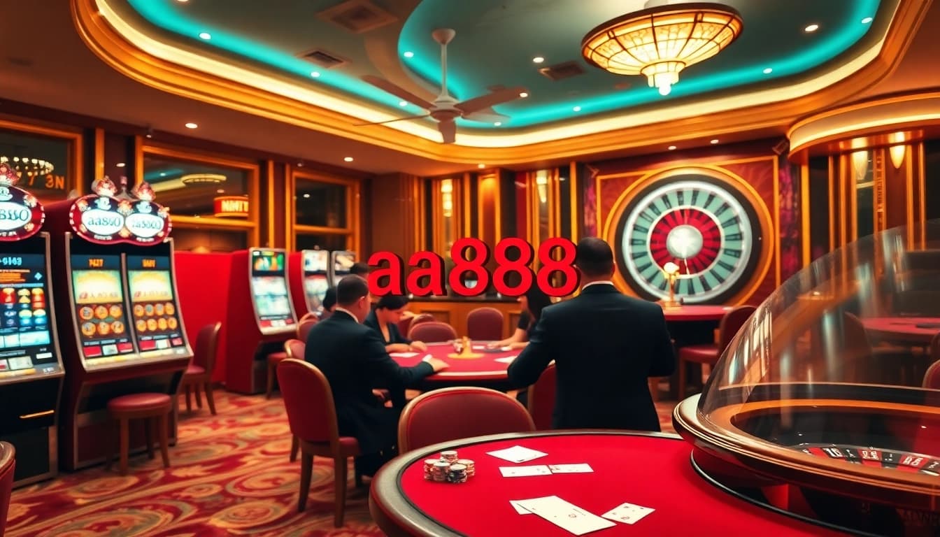 Desfrute de jogabilidade emocionante no cassino aa888, com jogadores aproveitando slots e jogos de mesa.