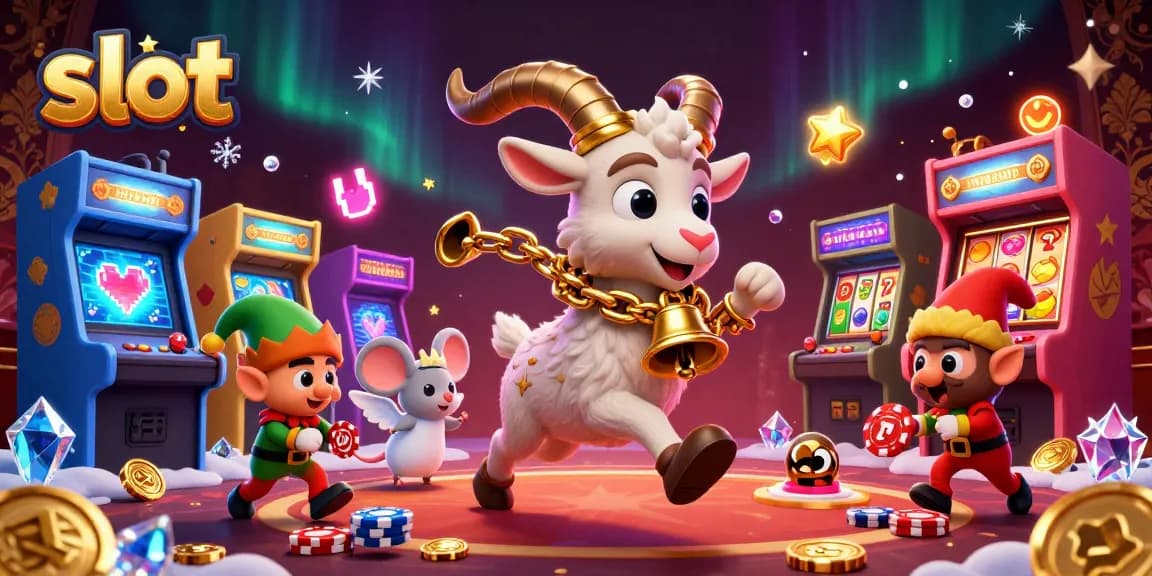 Engage in thrilling slot action as Krampus and quirky characters fill a holiday-horror casino scene.