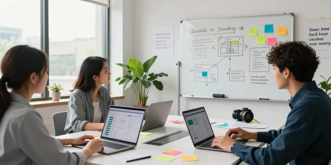 Team collaborating on LLG Digital Marketing Services strategies in a modern workspace.