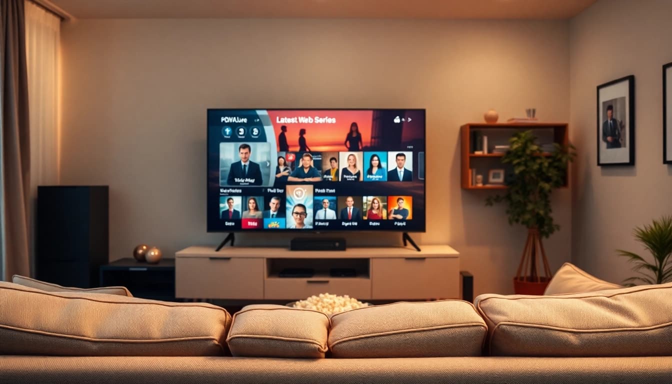 Enjoy latest web series online on a modern home entertainment setup with cozy ambiance.