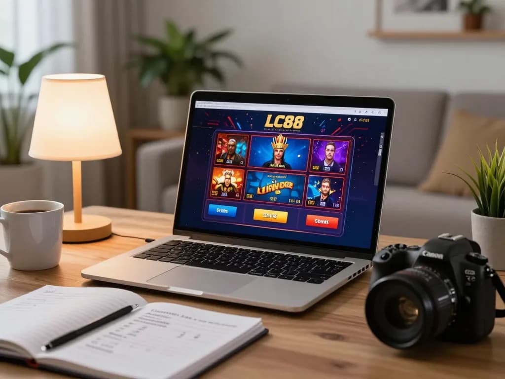 Playing on the LC88 online casino platform with strategies noted in a cozy setting