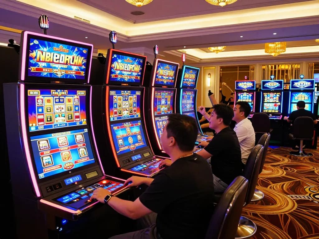 Players celebrating wins at slot machines while exploring the rik vip online casino experience