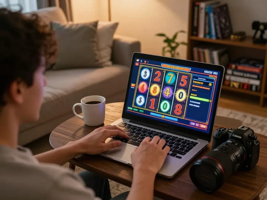 Pemain menikmati permainan slot online di rumah di platform OKESLOT dengan suasana yang nyaman