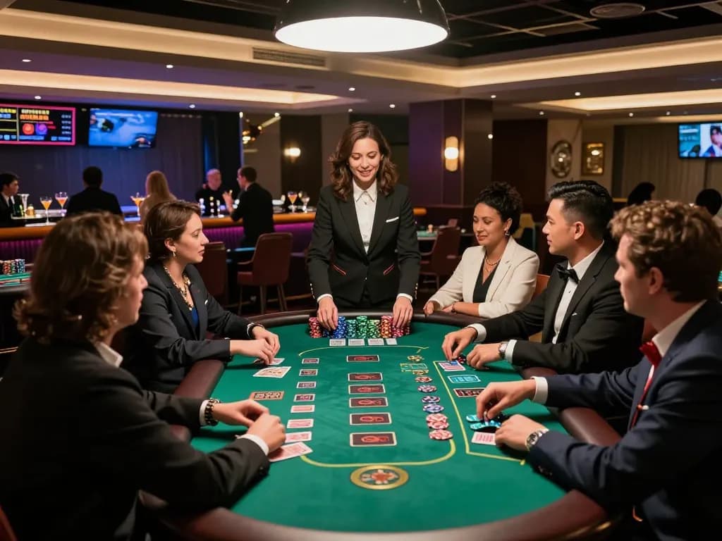 Players engaging in a competitive blackjack game at UU88's upscale live dealer casino environment.