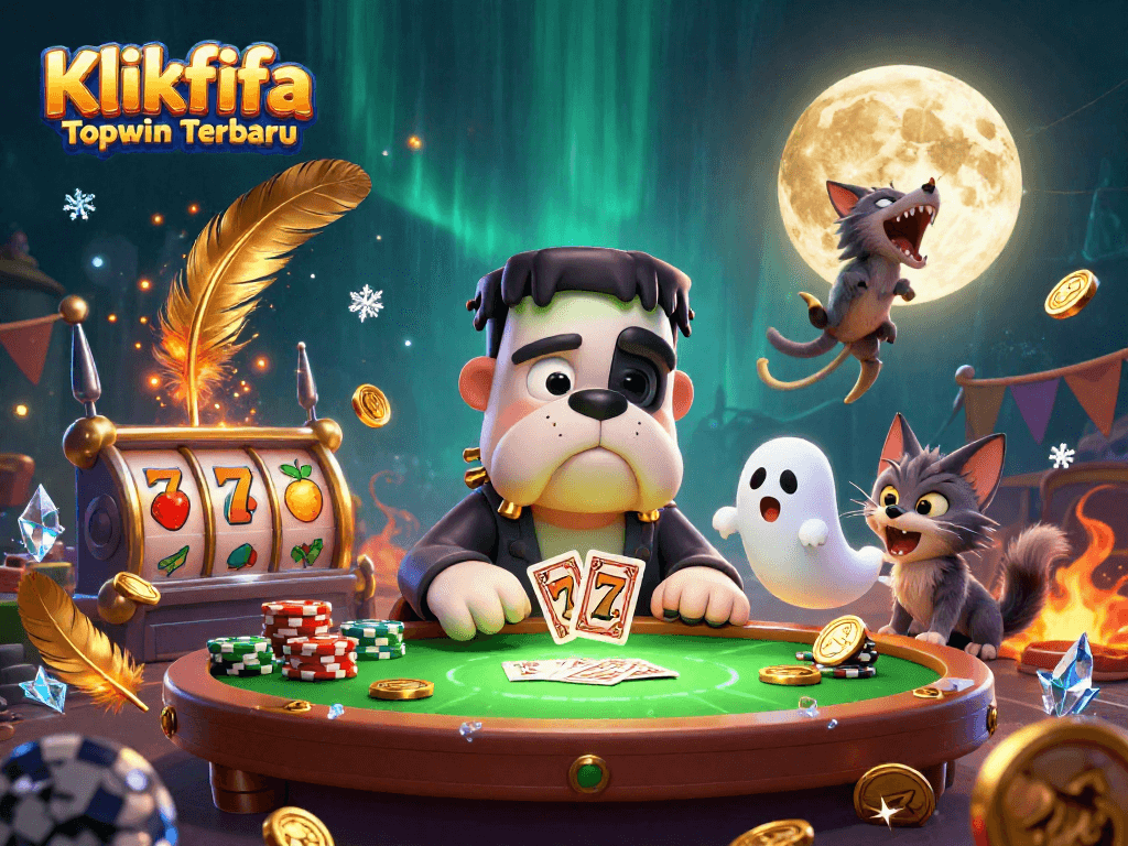 Engage in thrilling action with Klikfifa Topwin Terbaru at this vibrant 3D casino scene.
