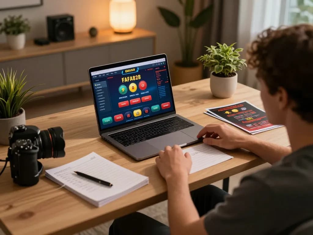 Engage in seamless gameplay at FAFA828 online casino with an inviting home gaming setup.