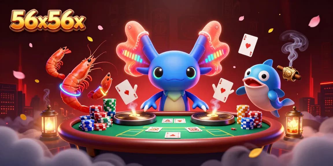 Experience vibrant action with 56x56x as axolotl DJ spins at a lively casino scene.