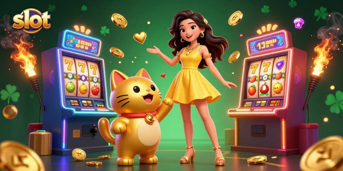 Spin the reels at slot machines with vibrant 3D visuals in a lively casino scene.